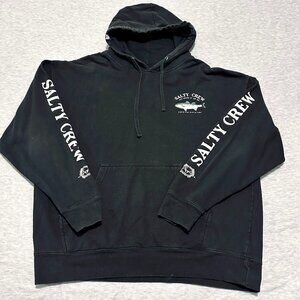 Salty Crew Hoodie Mens XL Black Pullover Fleece Hunt Outdoor Fishing